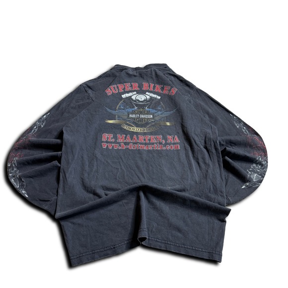 Vintage Harley Davidson Graphic Longsleeve Tee 90s Biker Grunge Y2K Size Medium - Picture 2 of 8